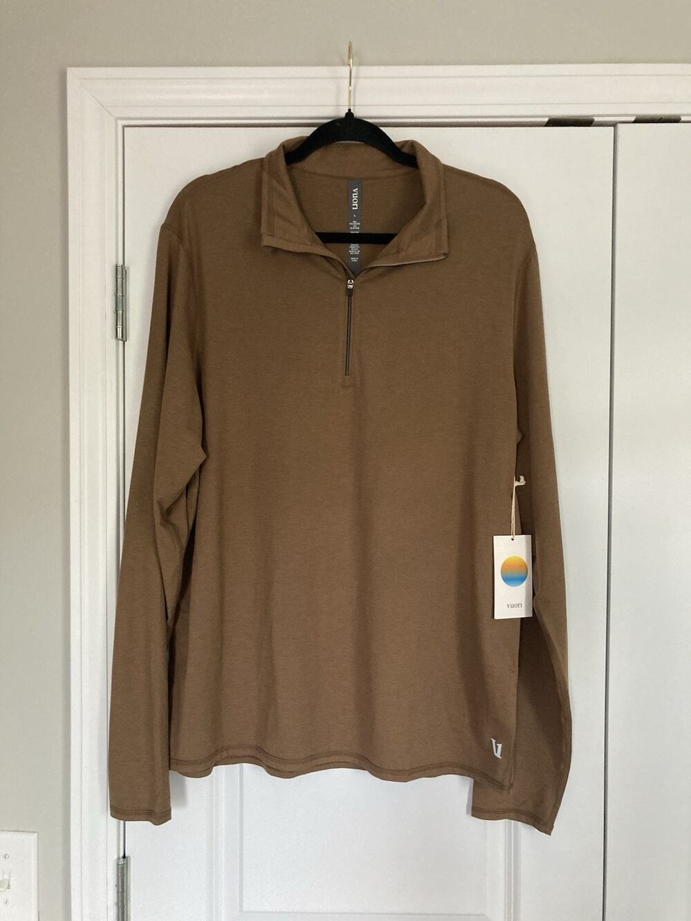Vuori Ease Performance 1/2 Zip 2.0 Pullover Sweatshirt Mens Large Pecan Brown